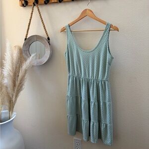 Sage Green Sleeveless Tiered Midi Dress